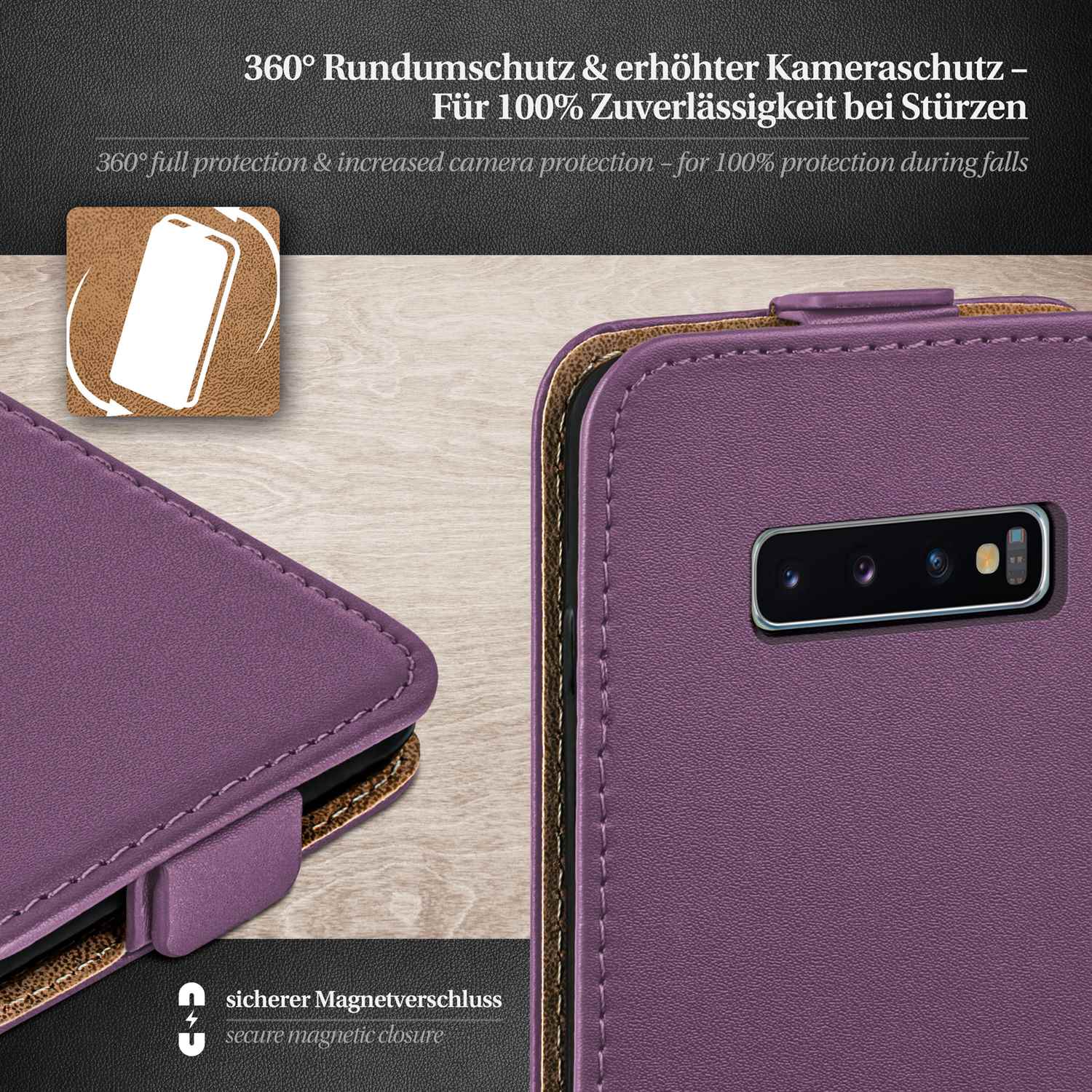 moex Flip Case Samsung Galaxy S10 Klapphülle Leder Optik – Weiteres Produktbild 2