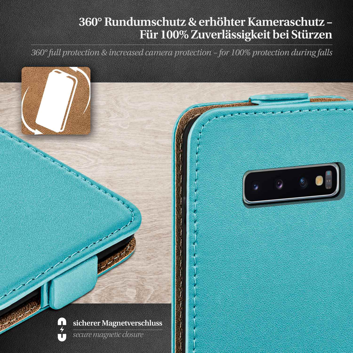 moex Flip Case Samsung Galaxy S10 Klapphülle Leder Optik – Weiteres Produktbild 2