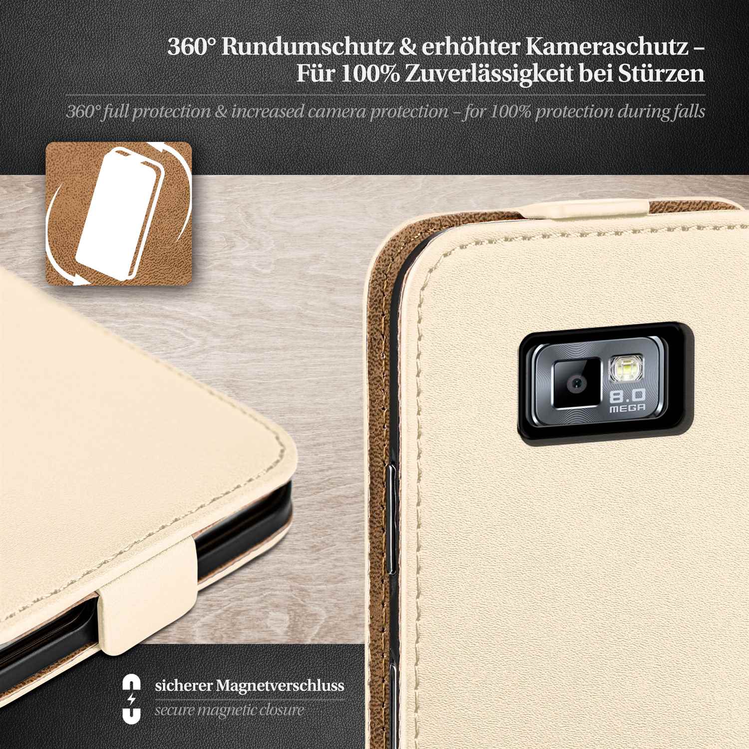 moex Flip Case Samsung Galaxy S2 Klapphülle Leder Optik – Weiteres Produktbild 2
