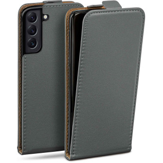 moex Flip Case Samsung Galaxy S22 Plus Klapphülle Leder Optik – Anthracite-Gray