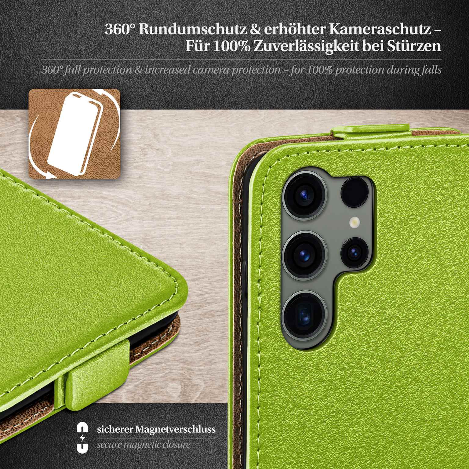 moex Flip Case Samsung Galaxy S23 Ultra Klapphülle Leder Optik – Weiteres Produktbild 3
