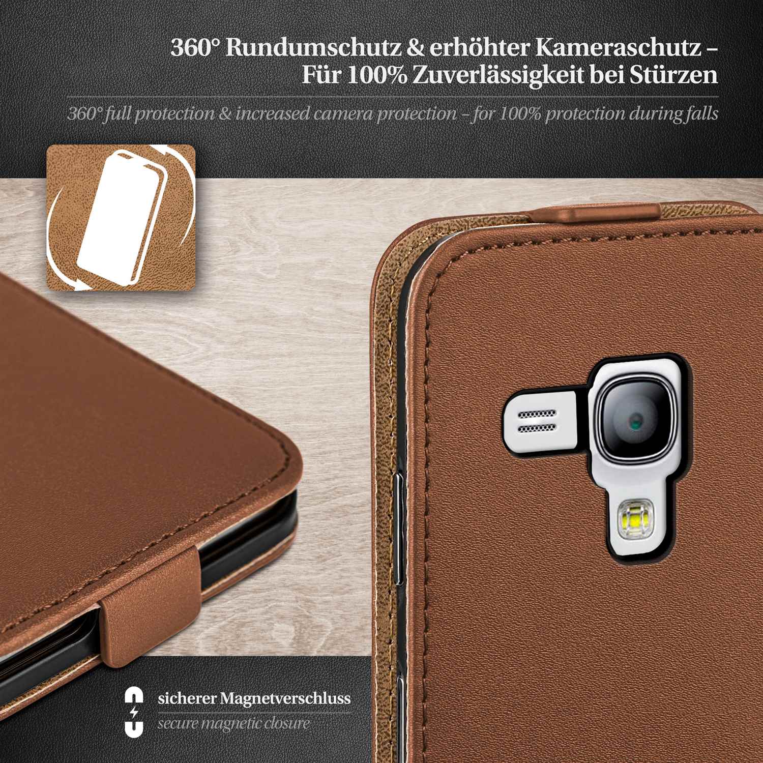 moex Flip Case Samsung Galaxy S3 Mini Klapphülle Leder Optik – Weiteres Produktbild 2