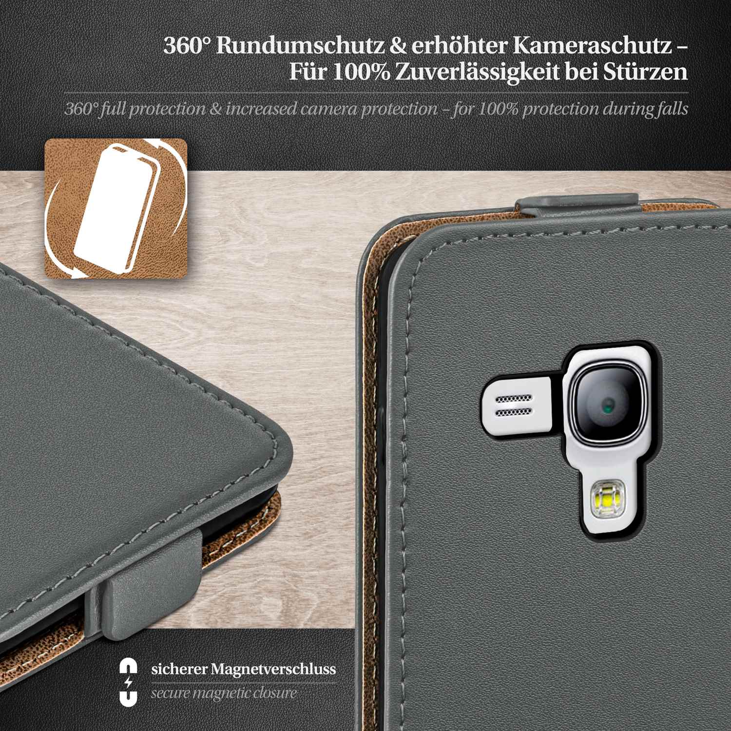 moex Flip Case Samsung Galaxy S3 Mini Klapphülle Leder Optik – Weiteres Produktbild 2