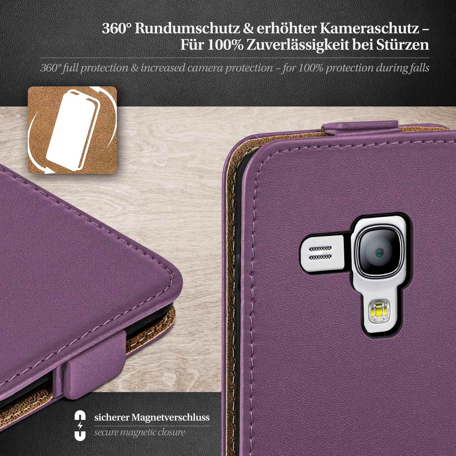 moex Flip Case Samsung Galaxy S3 Mini Klapphülle Leder Optik – Weiteres Produktbild 2