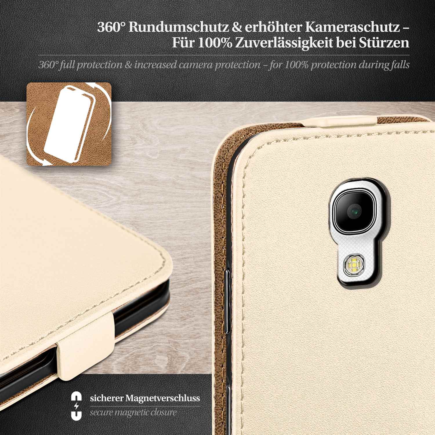 moex Flip Case Samsung Galaxy S4 Mini Klapphülle Leder Optik – Weiteres Produktbild 2
