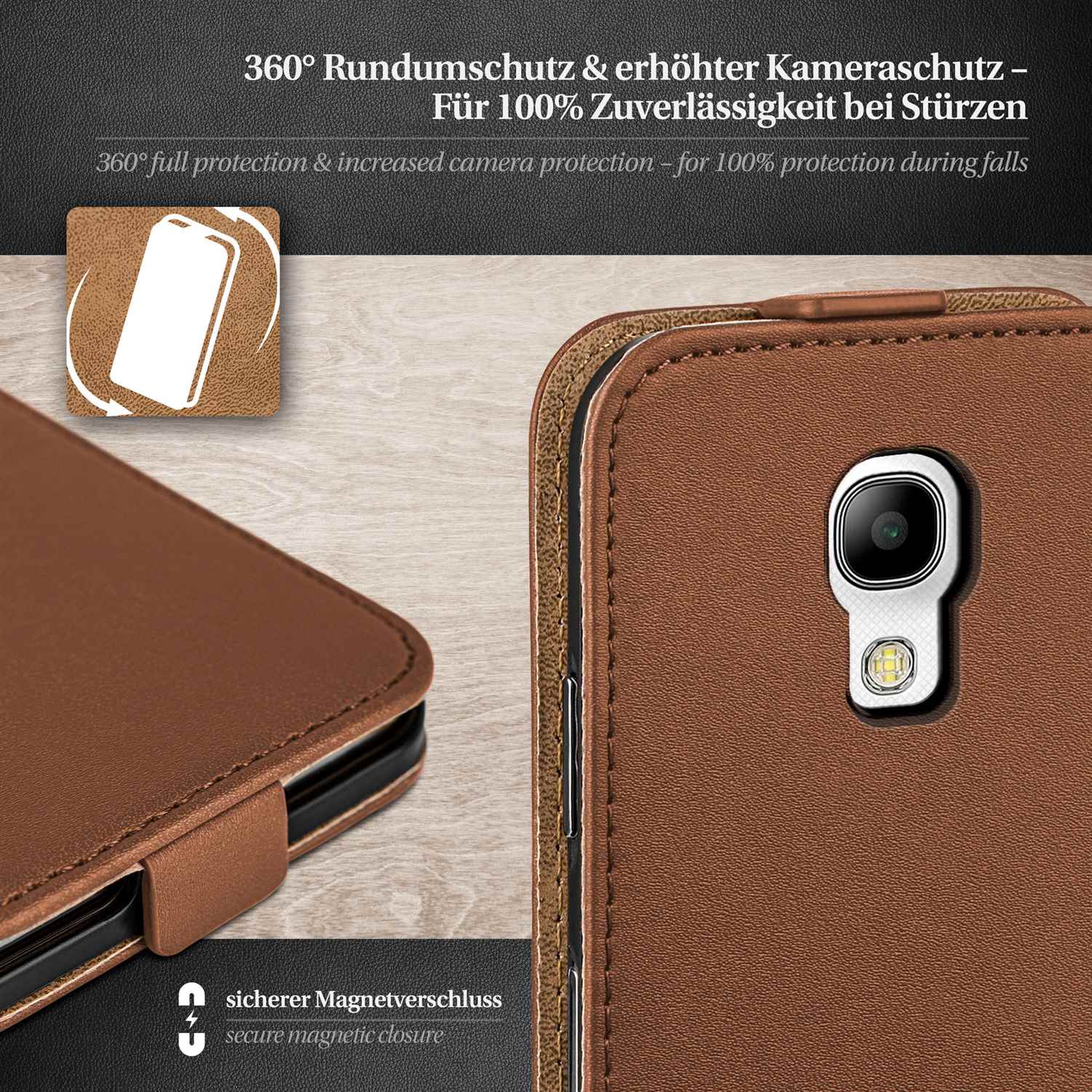moex Flip Case Samsung Galaxy S4 Mini Klapphülle Leder Optik – Weiteres Produktbild 2