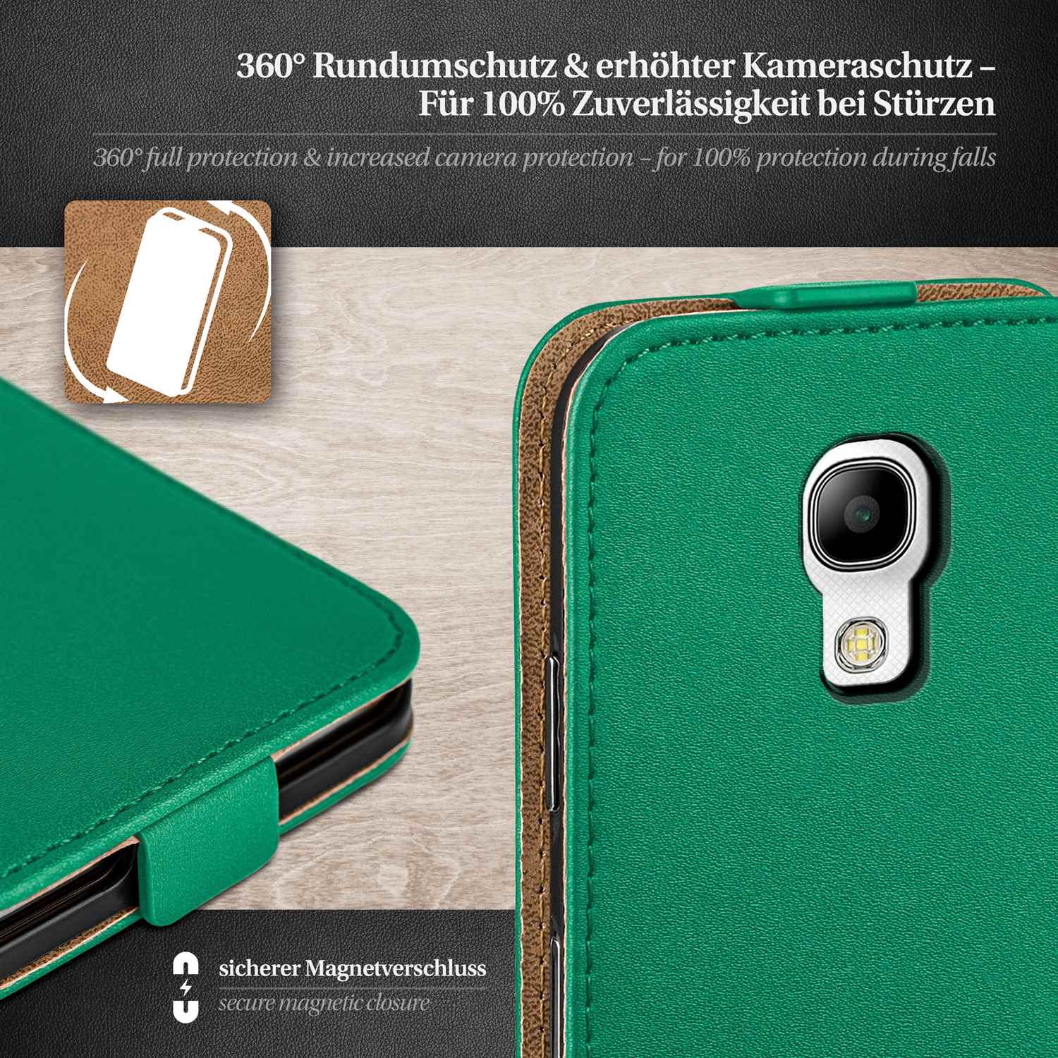 moex Flip Case Samsung Galaxy S4 Mini Klapphülle Leder Optik – Weiteres Produktbild 2