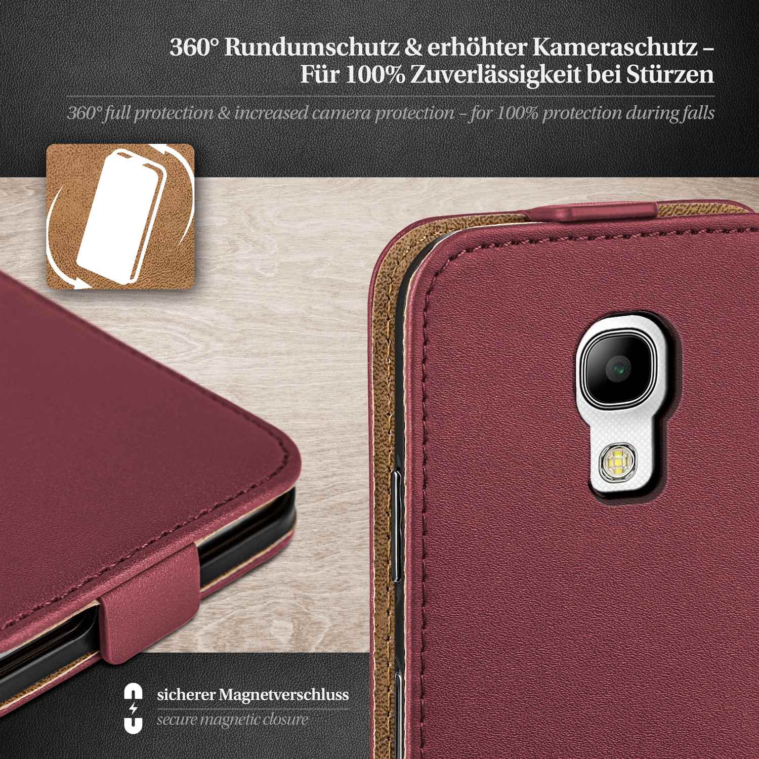 moex Flip Case Samsung Galaxy S4 Mini Klapphülle Leder Optik – Weiteres Produktbild 2