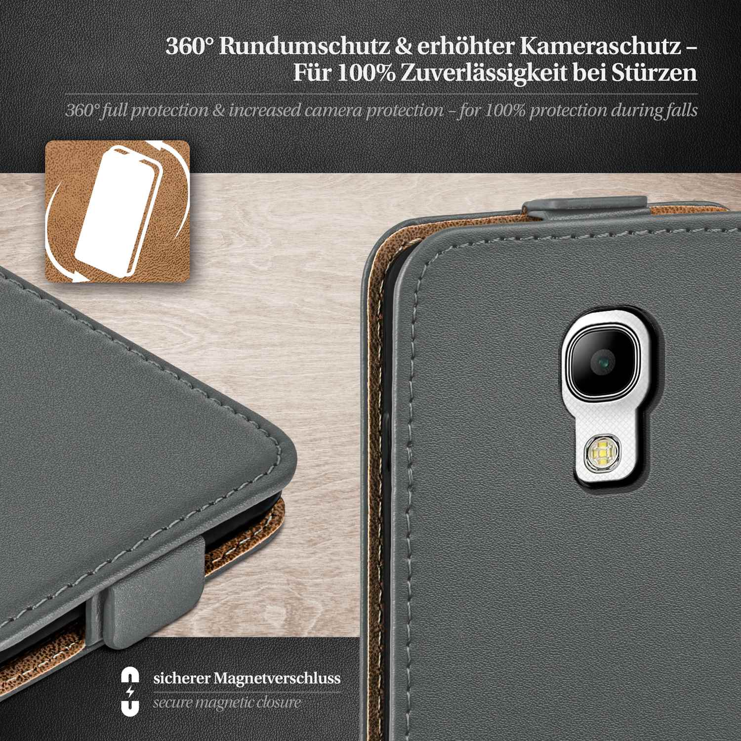 moex Flip Case Samsung Galaxy S4 Mini Klapphülle Leder Optik – Weiteres Produktbild 2