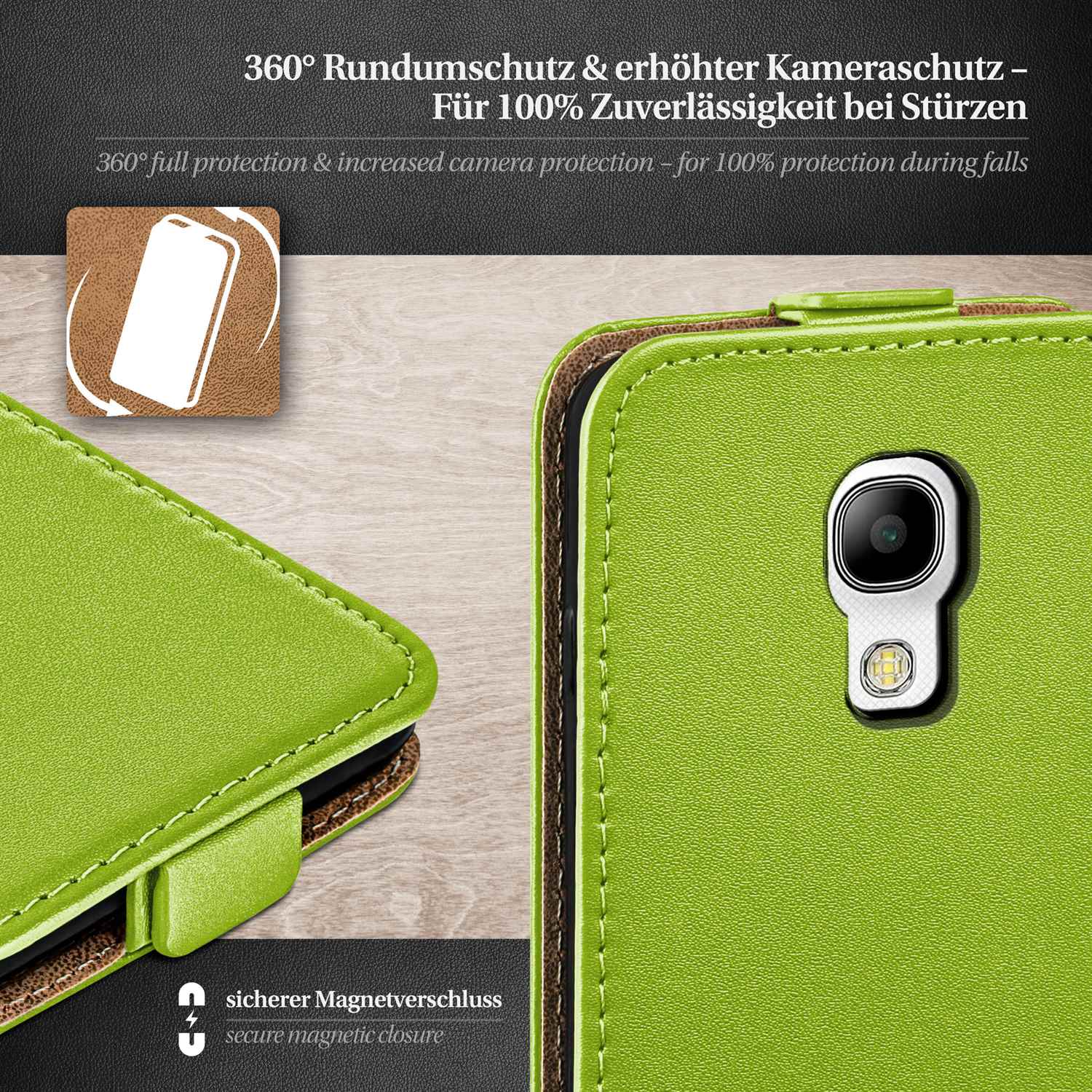 moex Flip Case Samsung Galaxy S4 Mini Klapphülle Leder Optik – Weiteres Produktbild 2