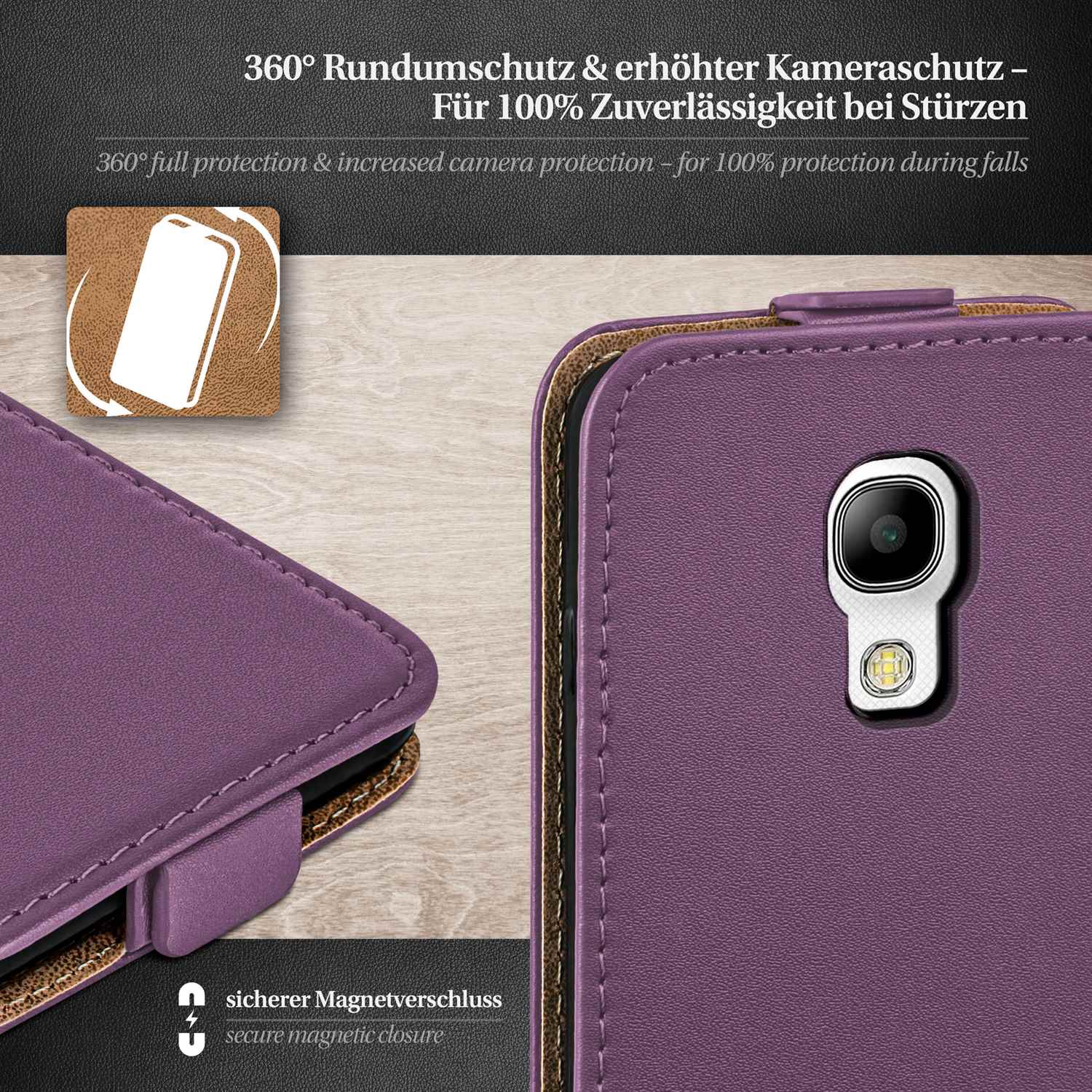 moex Flip Case Samsung Galaxy S4 Mini Klapphülle Leder Optik – Weiteres Produktbild 2