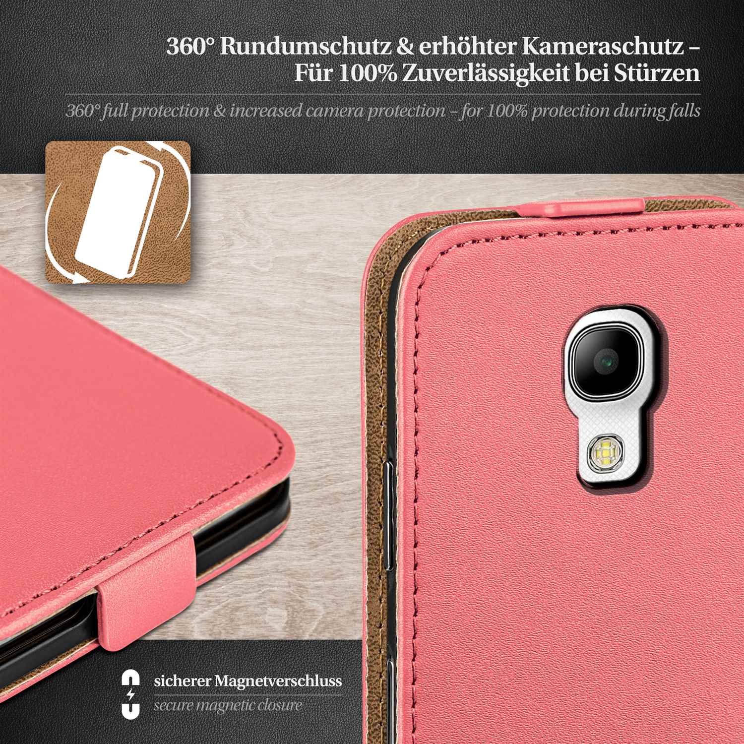 moex Flip Case Samsung Galaxy S4 Mini Klapphülle Leder Optik – Weiteres Produktbild 2