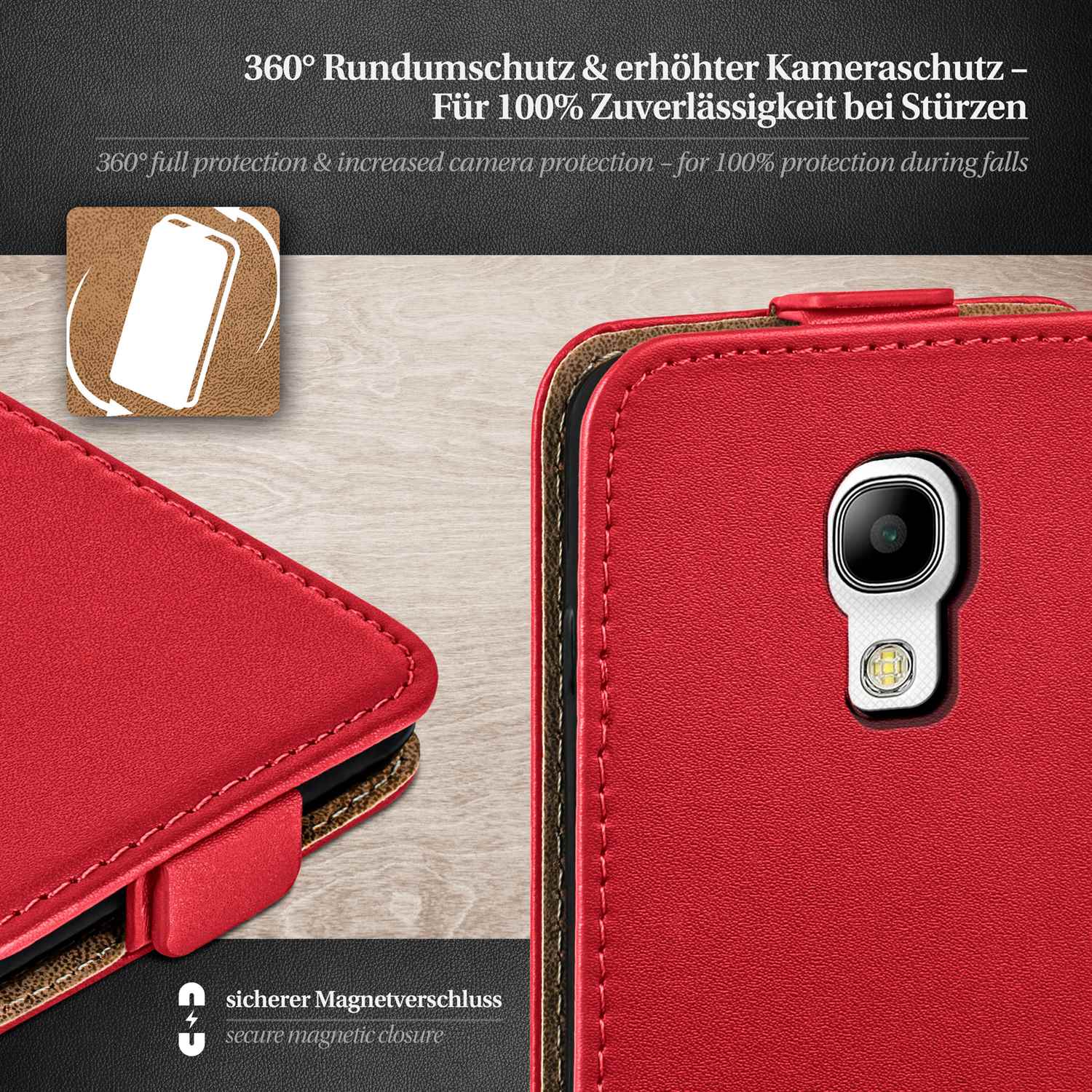 moex Flip Case Samsung Galaxy S4 Mini Klapphülle Leder Optik – Weiteres Produktbild 2