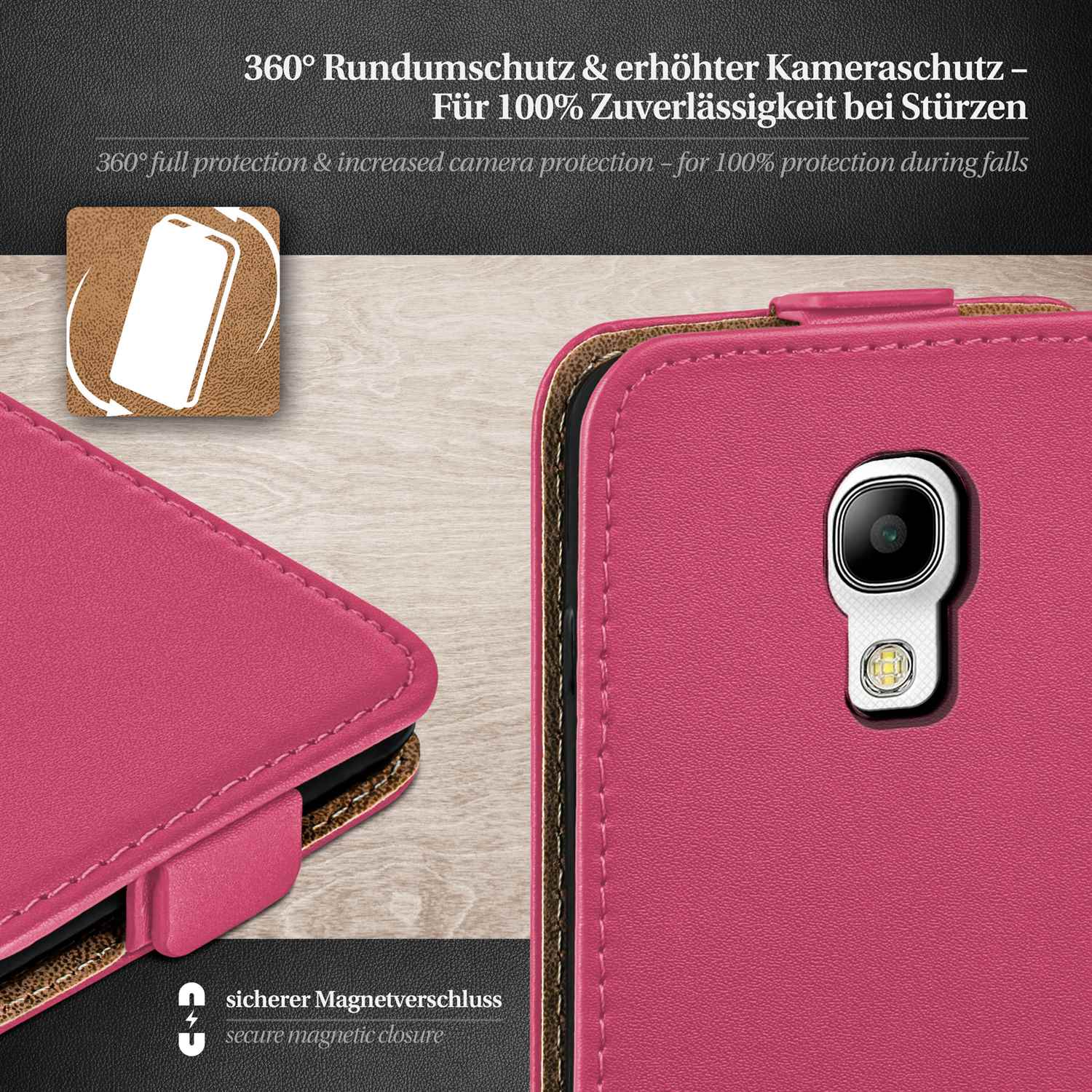 moex Flip Case Samsung Galaxy S4 Mini Klapphülle Leder Optik – Weiteres Produktbild 2