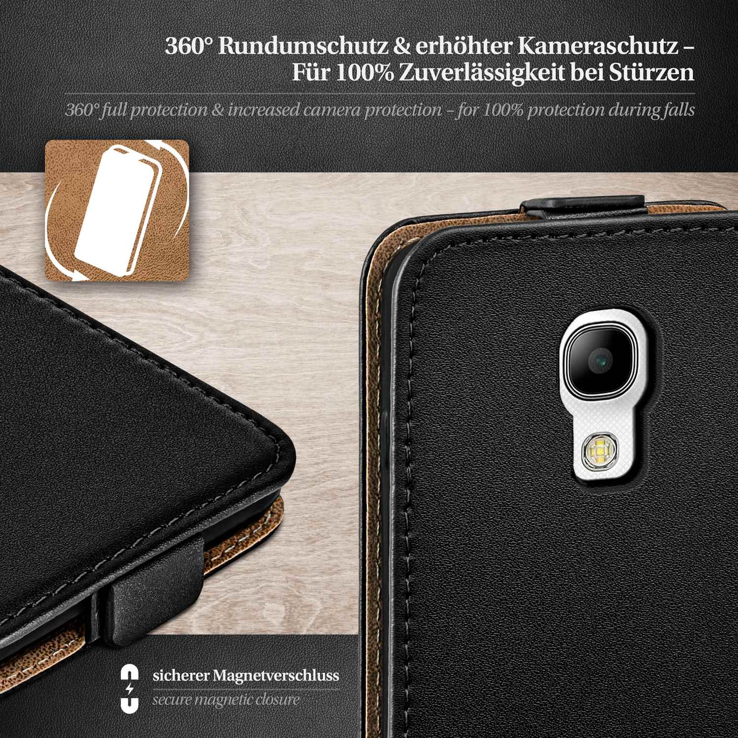 moex Flip Case Samsung Galaxy S4 Mini Klapphülle Leder Optik – Weiteres Produktbild 2