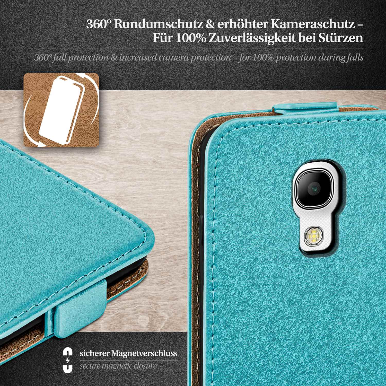 moex Flip Case Samsung Galaxy S4 Mini Klapphülle Leder Optik – Weiteres Produktbild 2