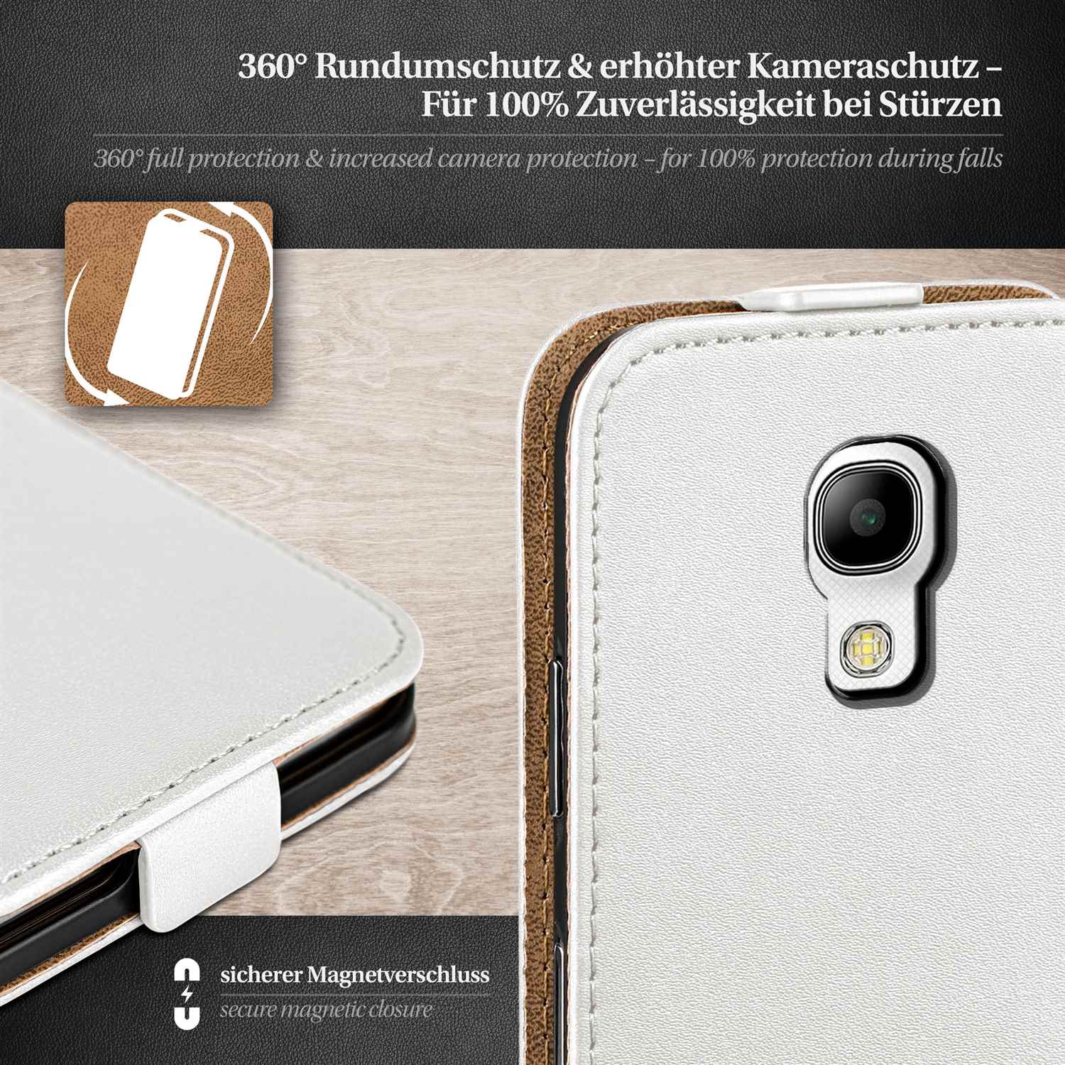 moex Flip Case Samsung Galaxy S4 Mini Klapphülle Leder Optik – Weiteres Produktbild 2