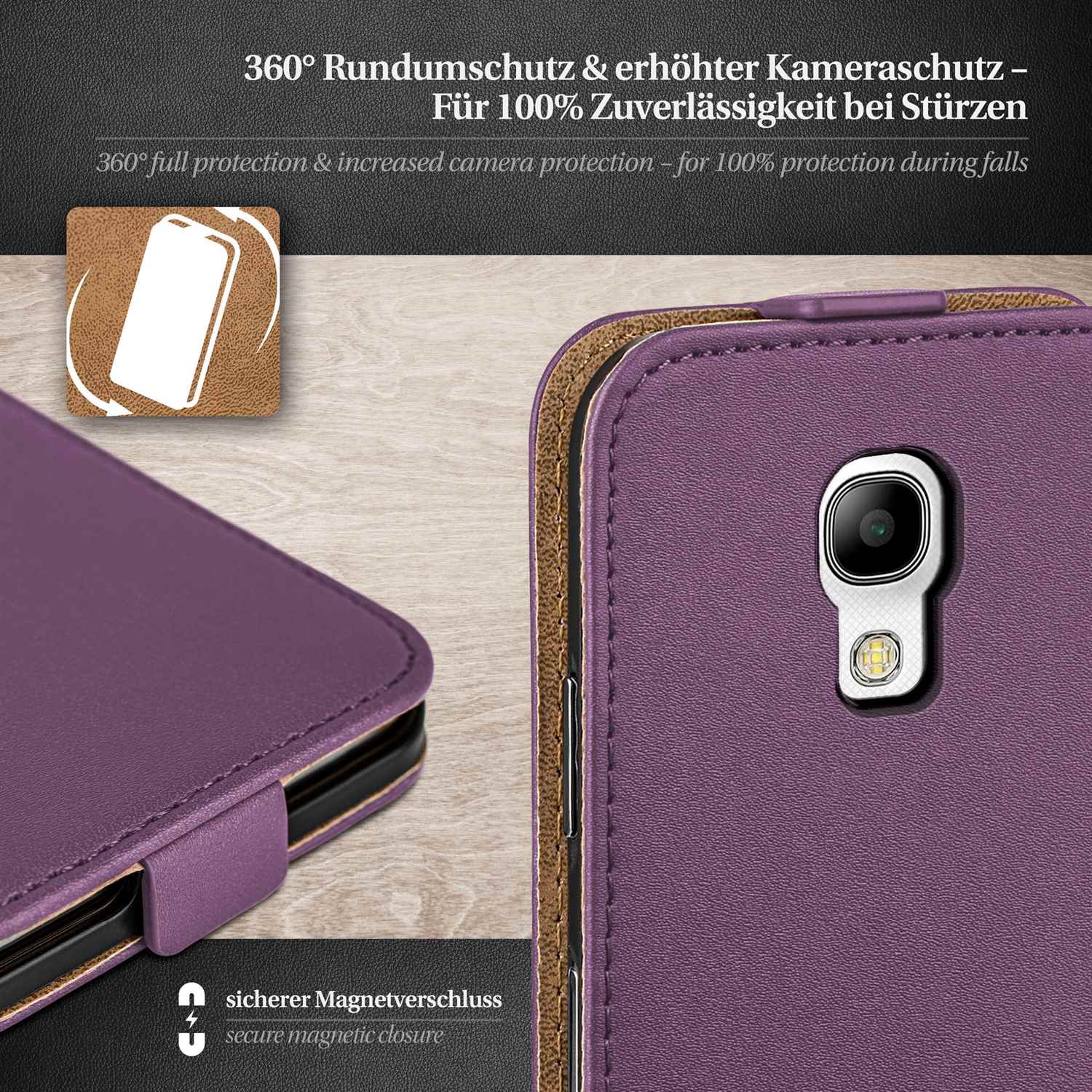 moex Flip Case Samsung Galaxy S4 Klapphülle Leder Optik – Weiteres Produktbild 2
