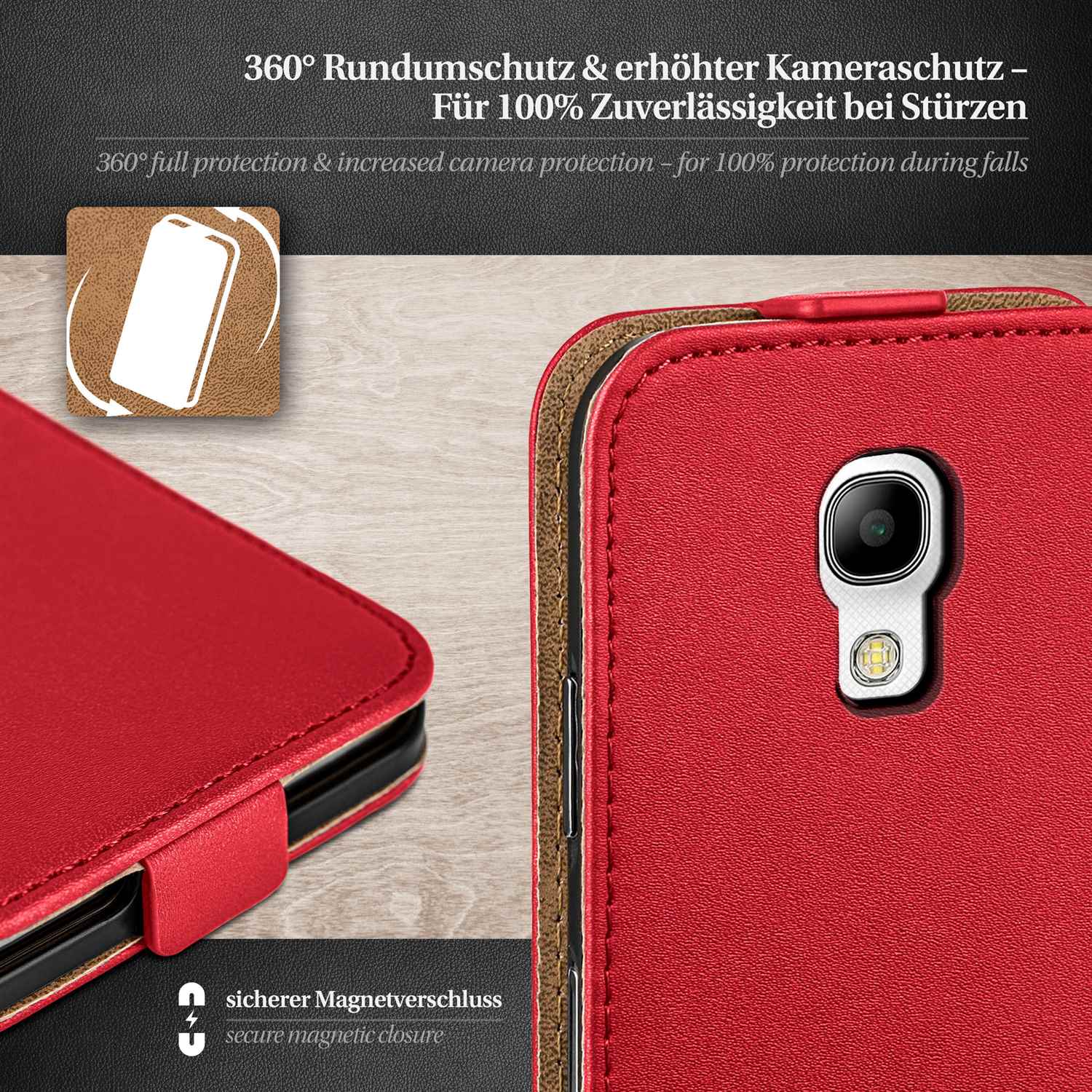 moex Flip Case Samsung Galaxy S4 Klapphülle Leder Optik – Weiteres Produktbild 2