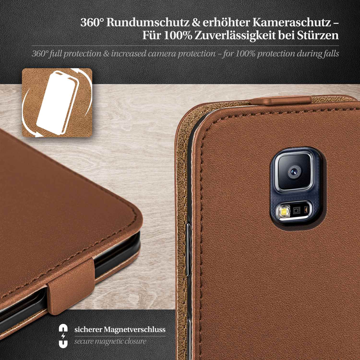 moex Flip Case Samsung Galaxy S5 Klapphülle Leder Optik – Weiteres Produktbild 3