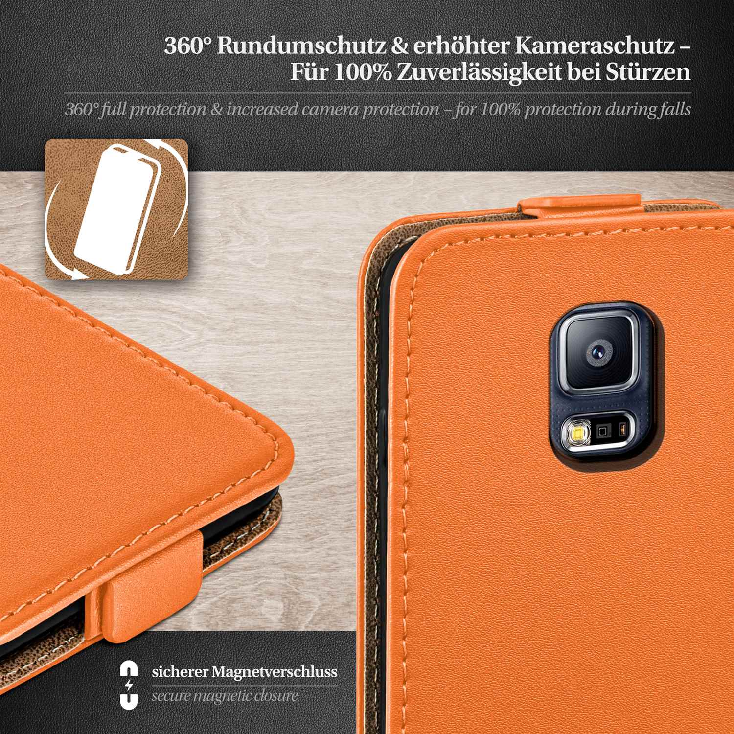 moex Flip Case Samsung Galaxy S5 Klapphülle Leder Optik – Weiteres Produktbild 3