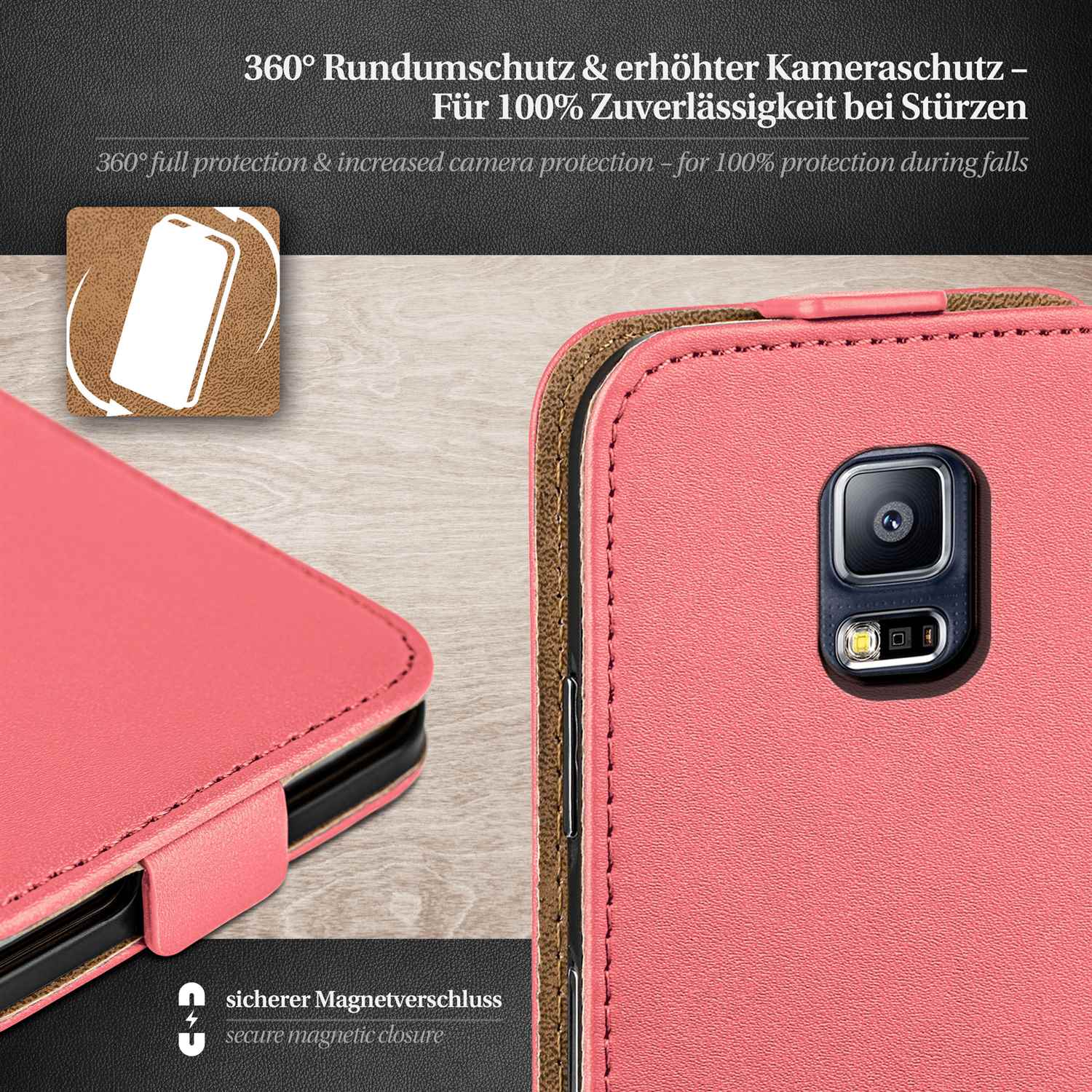 moex Flip Case Samsung Galaxy S5 Klapphülle Leder Optik – Weiteres Produktbild 3