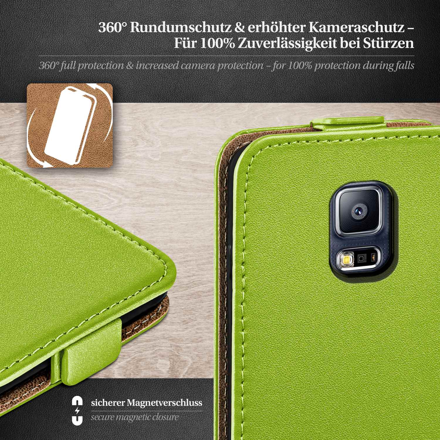 moex Flip Case Samsung Galaxy S5 Neo Klapphülle Leder Optik – Weiteres Produktbild 2