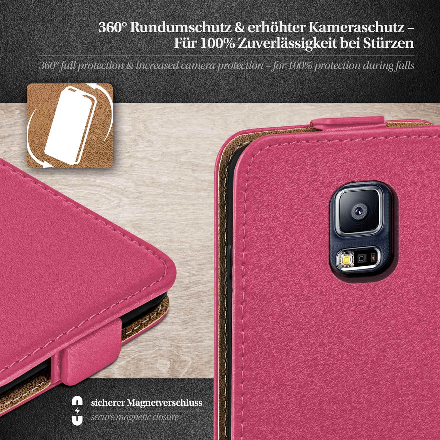 moex Flip Case Samsung Galaxy S5 Neo Klapphülle Leder Optik – Weiteres Produktbild 2