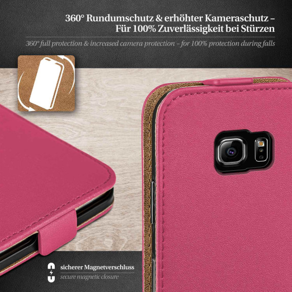 moex Flip Case Samsung Galaxy S6 Edge Klapphülle Leder Optik – Weiteres Produktbild 3