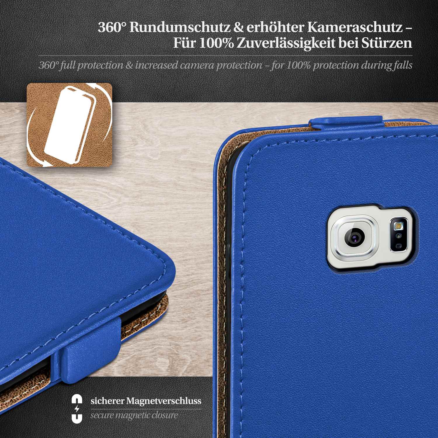 moex Flip Case Samsung Galaxy S6 Klapphülle Leder Optik – Weiteres Produktbild 3