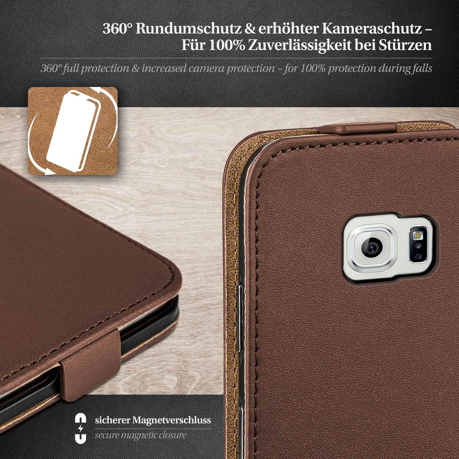 moex Flip Case Samsung Galaxy S6 Klapphülle Leder Optik – Weiteres Produktbild 3
