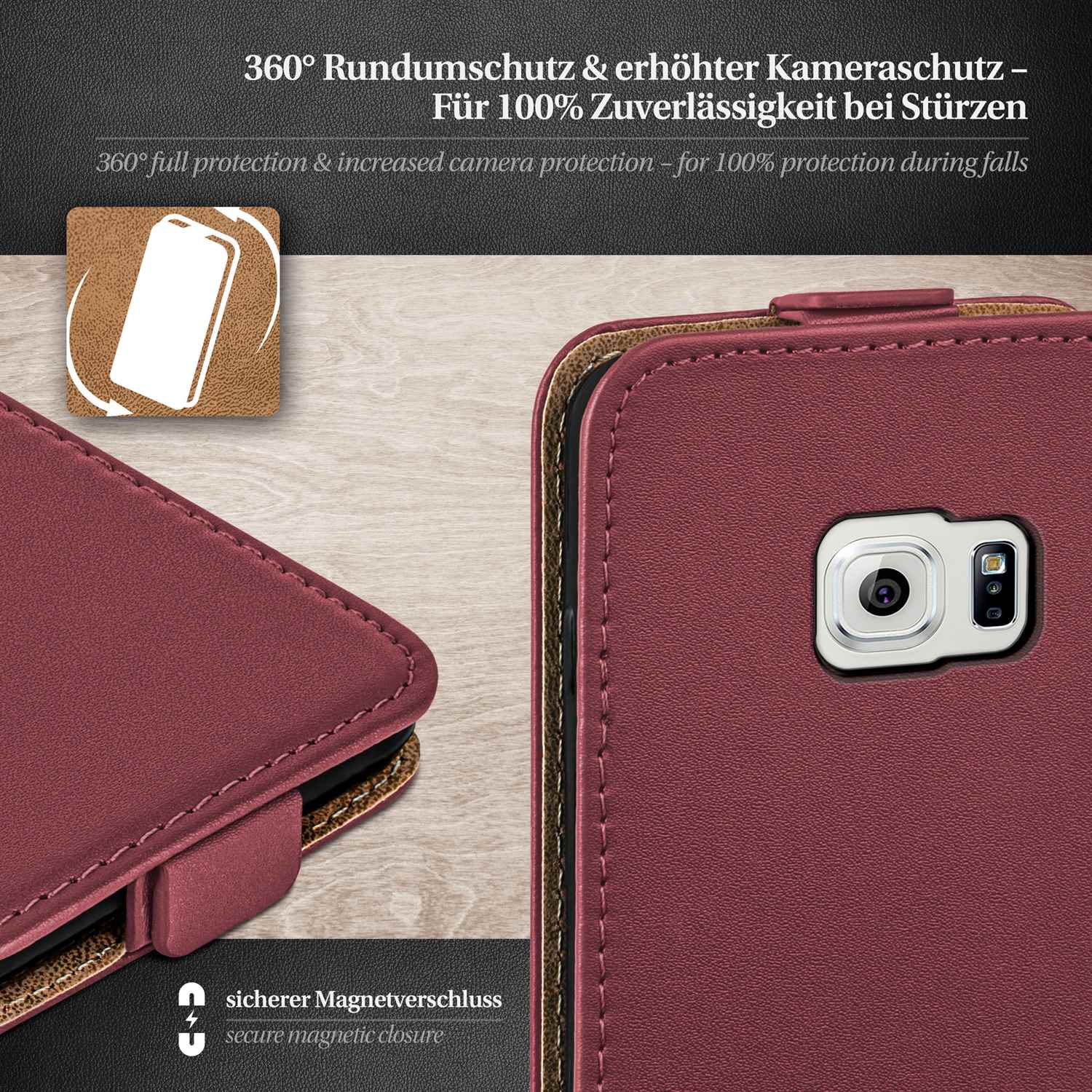 moex Flip Case Samsung Galaxy S6 Klapphülle Leder Optik – Weiteres Produktbild 3