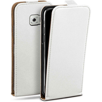 moex moex Flip Case Samsung Galaxy S6 Klapphülle Leder Optik – Pearl-White