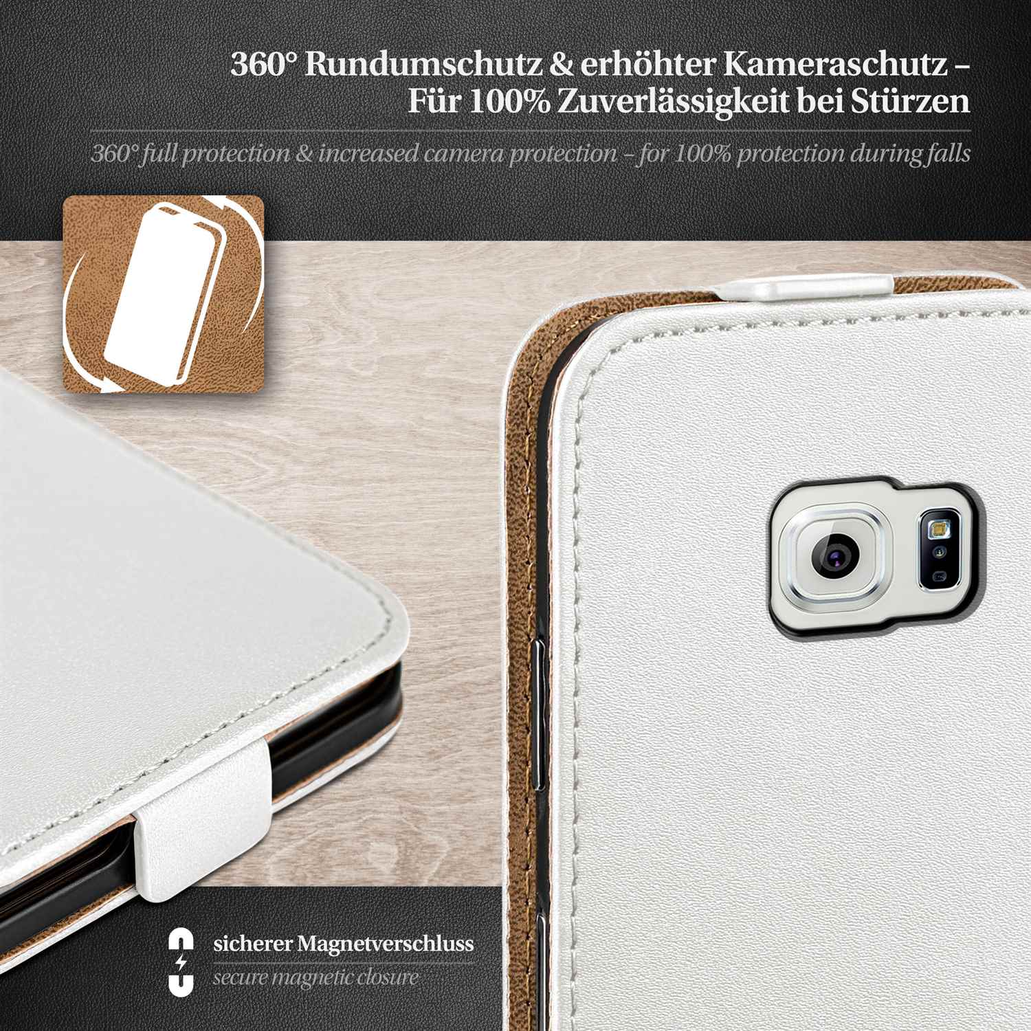 moex Flip Case Samsung Galaxy S6 Klapphülle Leder Optik – Weiteres Produktbild 3