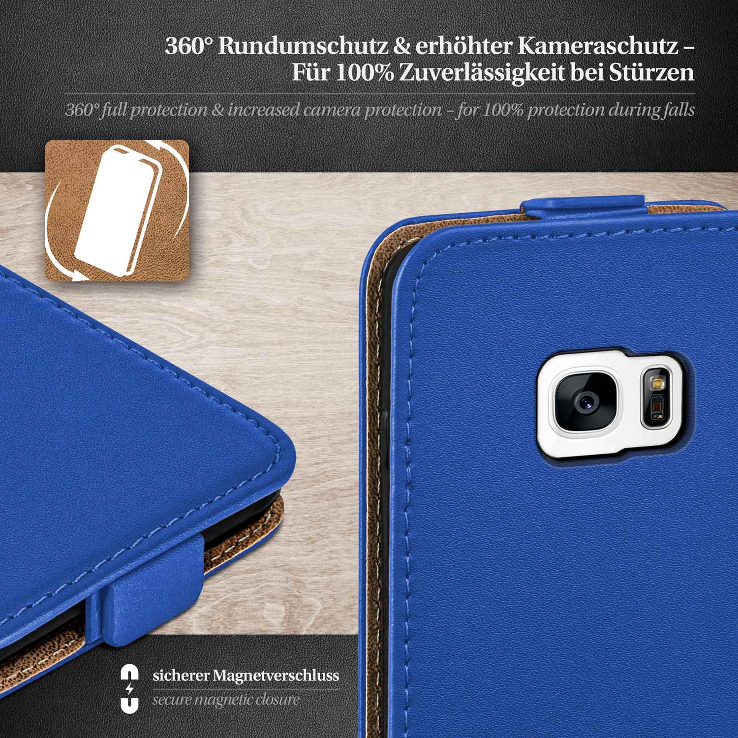 moex Flip Case Samsung Galaxy S7 Klapphülle Leder Optik – Weiteres Produktbild 2