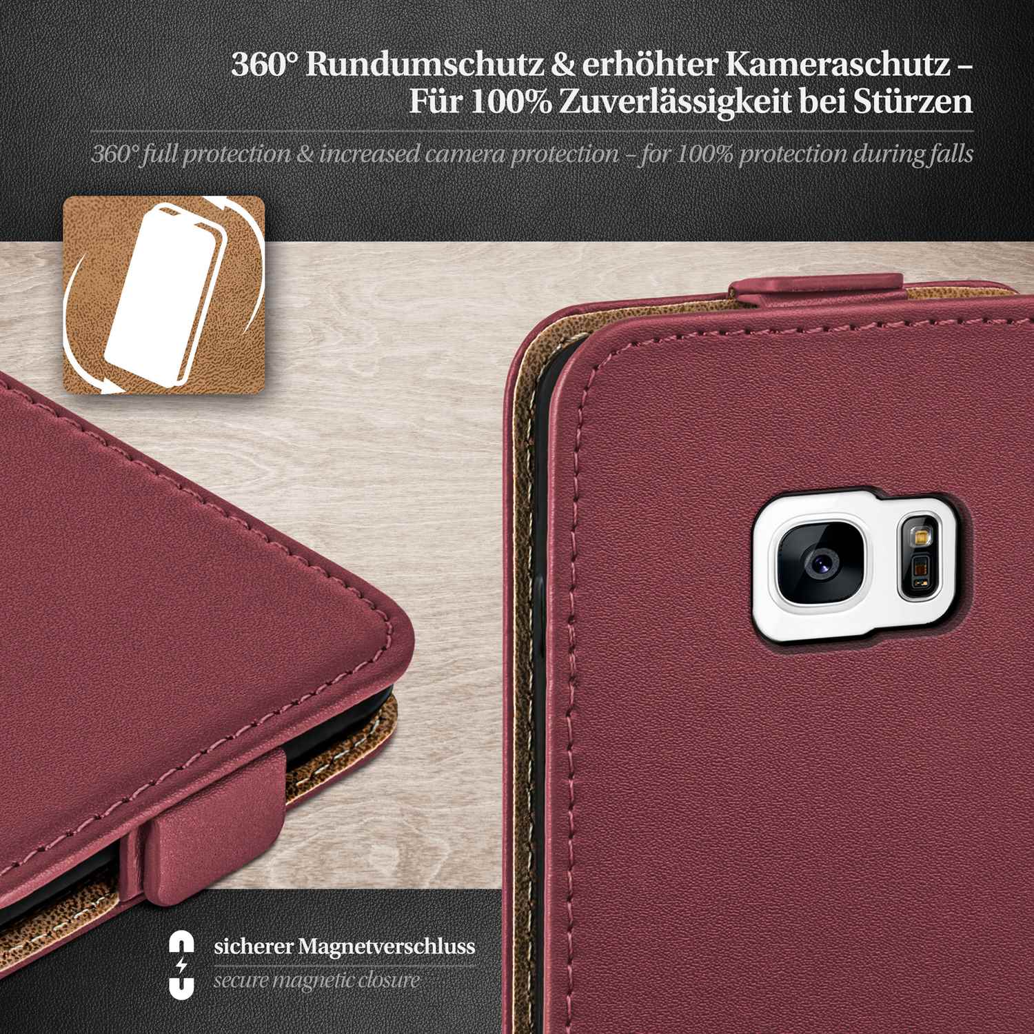 moex Flip Case Samsung Galaxy S7 Klapphülle Leder Optik – Weiteres Produktbild 2