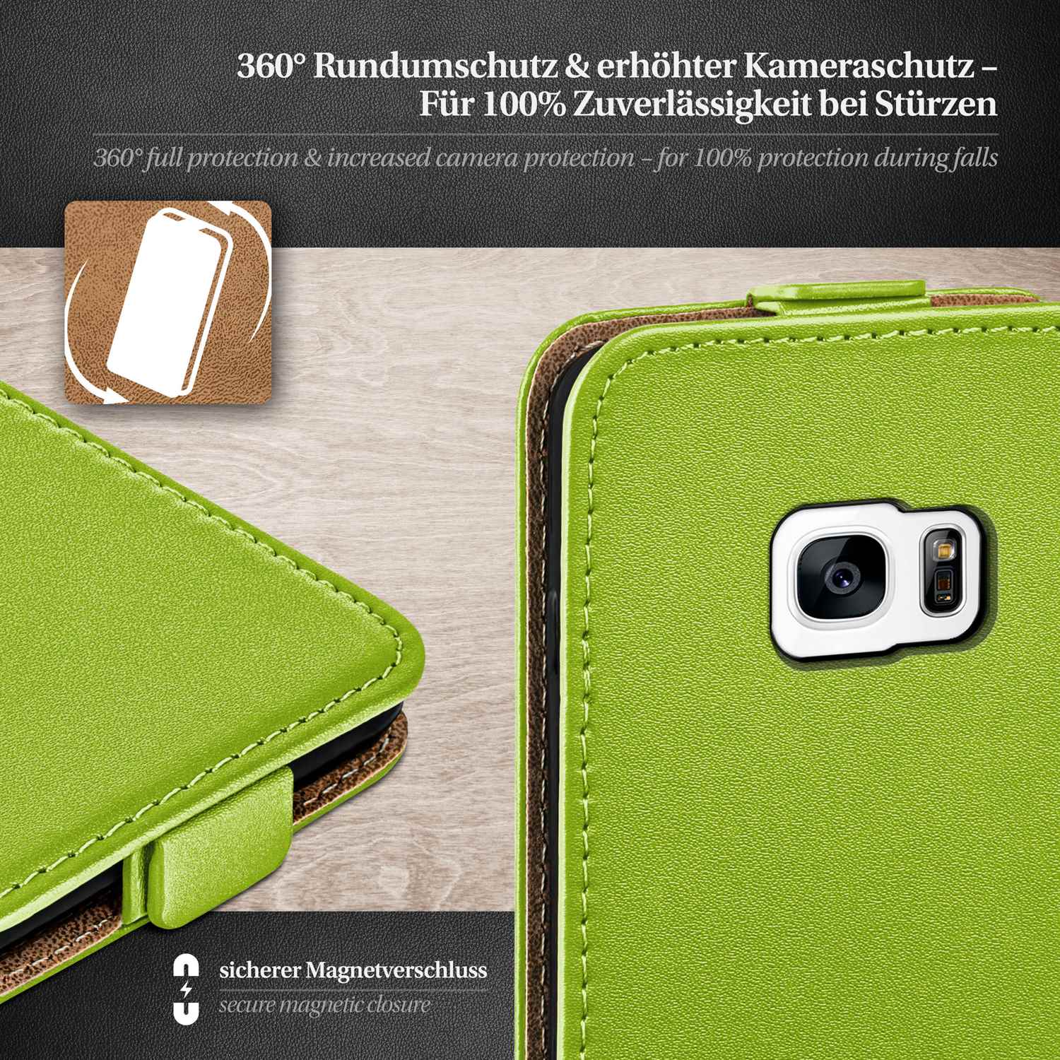 moex Flip Case Samsung Galaxy S7 Klapphülle Leder Optik – Weiteres Produktbild 2