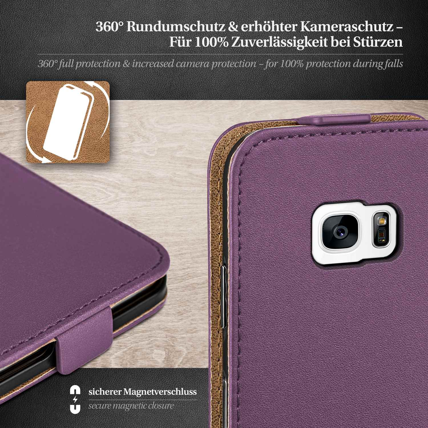 moex Flip Case Samsung Galaxy S7 Klapphülle Leder Optik – Weiteres Produktbild 2