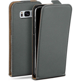 moex moex Flip Case Samsung Galaxy S8 Plus Klapphülle Leder Optik – Anthracite-Gray