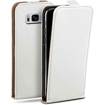 moex moex Flip Case Samsung Galaxy S8 Plus Klapphülle Leder Optik – Pearl-White