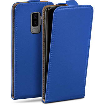 moex Flip Case Samsung Galaxy S9 Plus Klapphülle Leder Optik – Royal-Blue