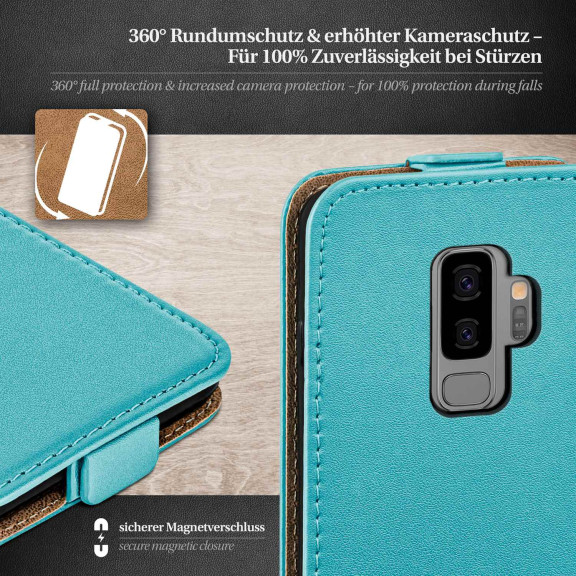 moex Flip Case Samsung Galaxy S9 Plus Klapphülle Leder Optik – Weiteres Produktbild 3