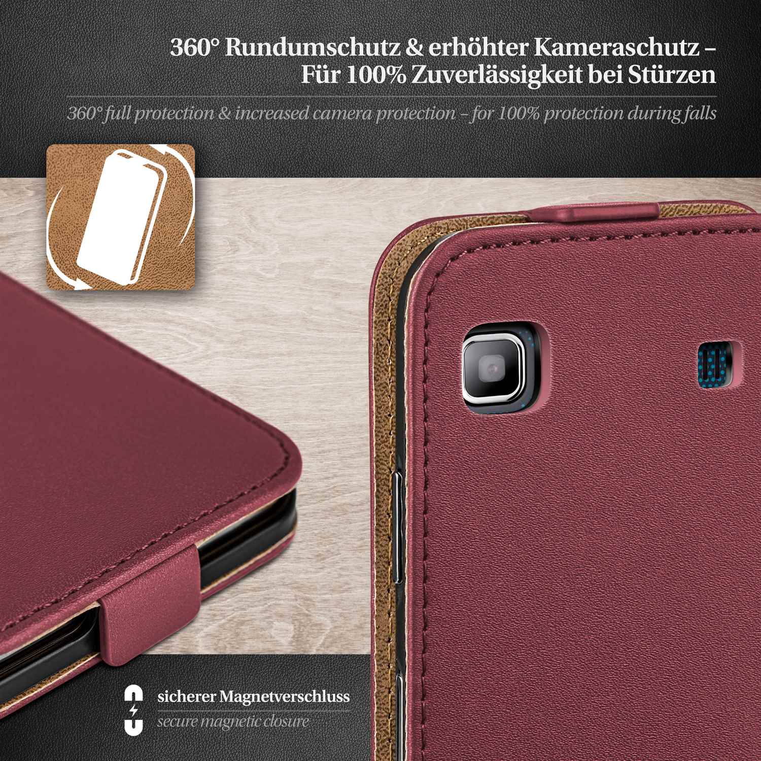 moex Flip Case Samsung Galaxy S Plus Klapphülle Leder Optik – Weiteres Produktbild 3