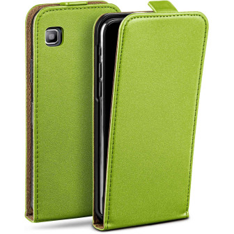 moex Flip Case Samsung Galaxy S Plus Klapphülle Leder Optik – Lime-Green