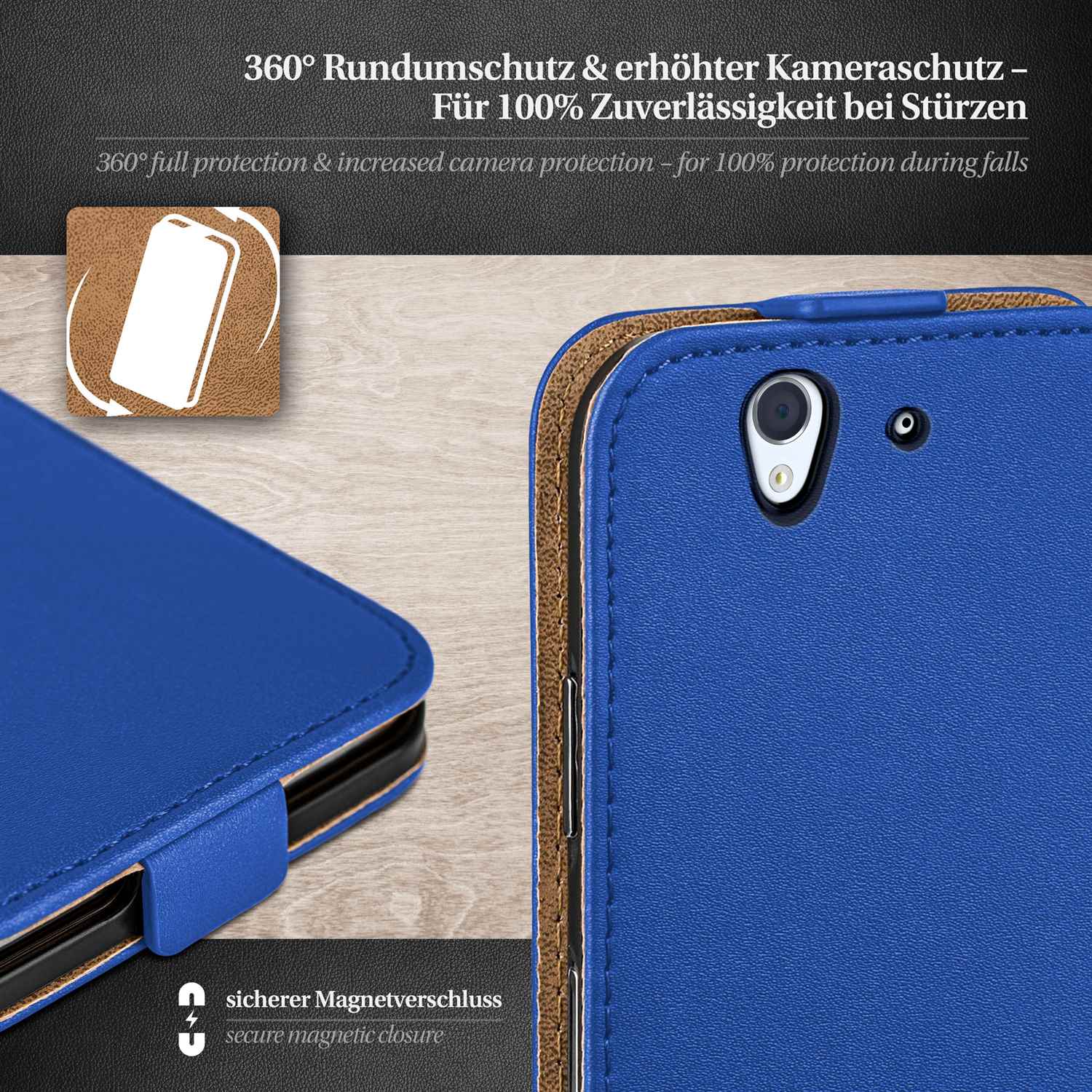 moex Flip Case Sony Xperia Z Klapphülle Leder Optik – Weiteres Produktbild 2