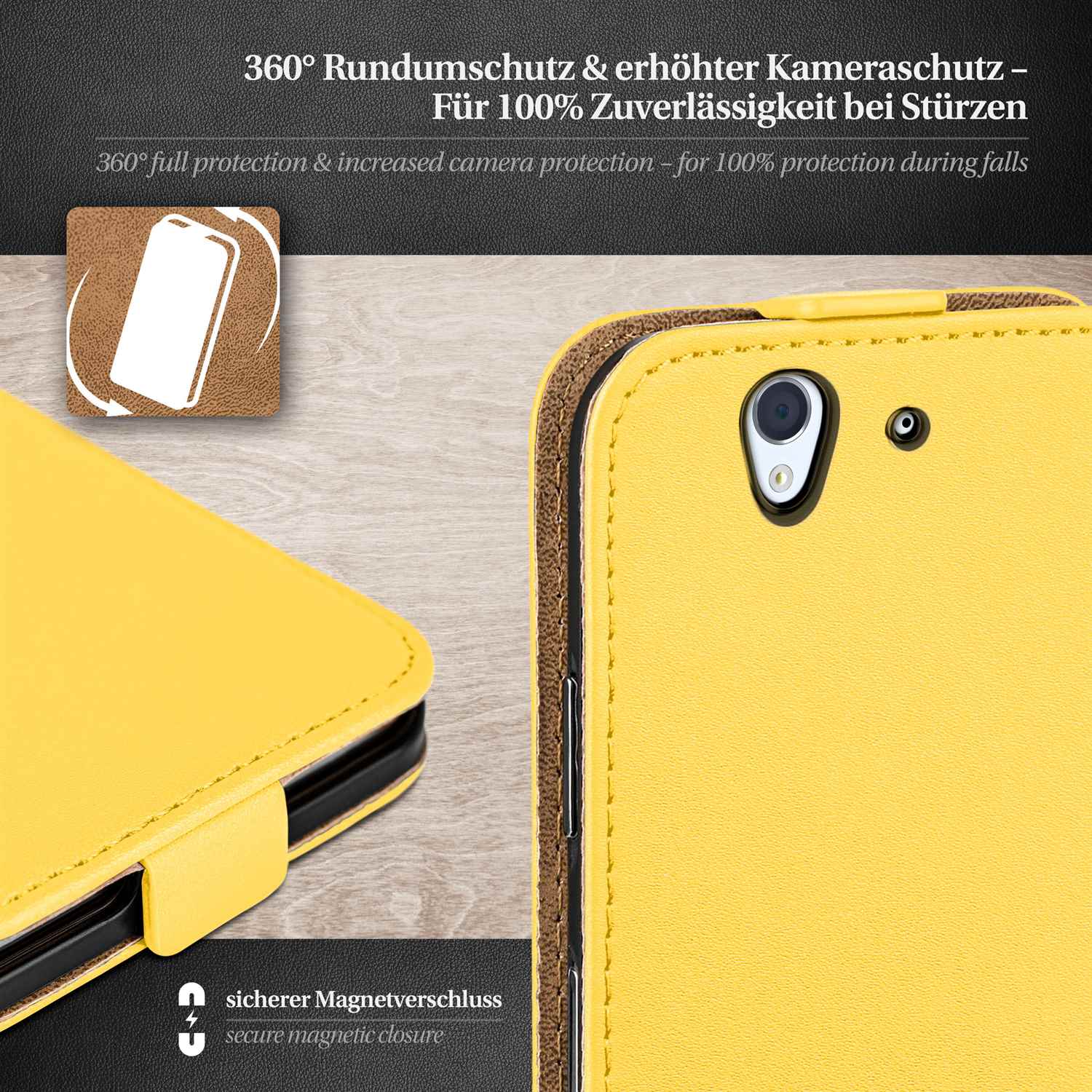 moex Flip Case Sony Xperia Z Klapphülle Leder Optik – Weiteres Produktbild 2