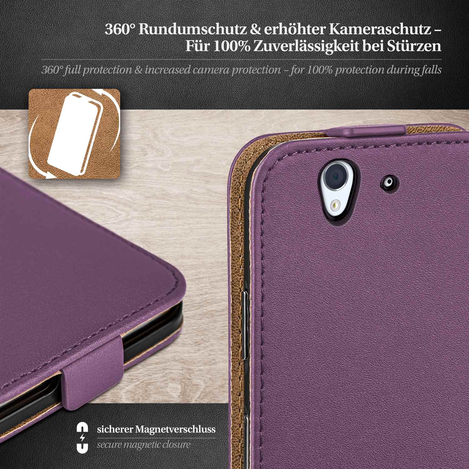 moex Flip Case Sony Xperia Z Klapphülle Leder Optik – Weiteres Produktbild 2