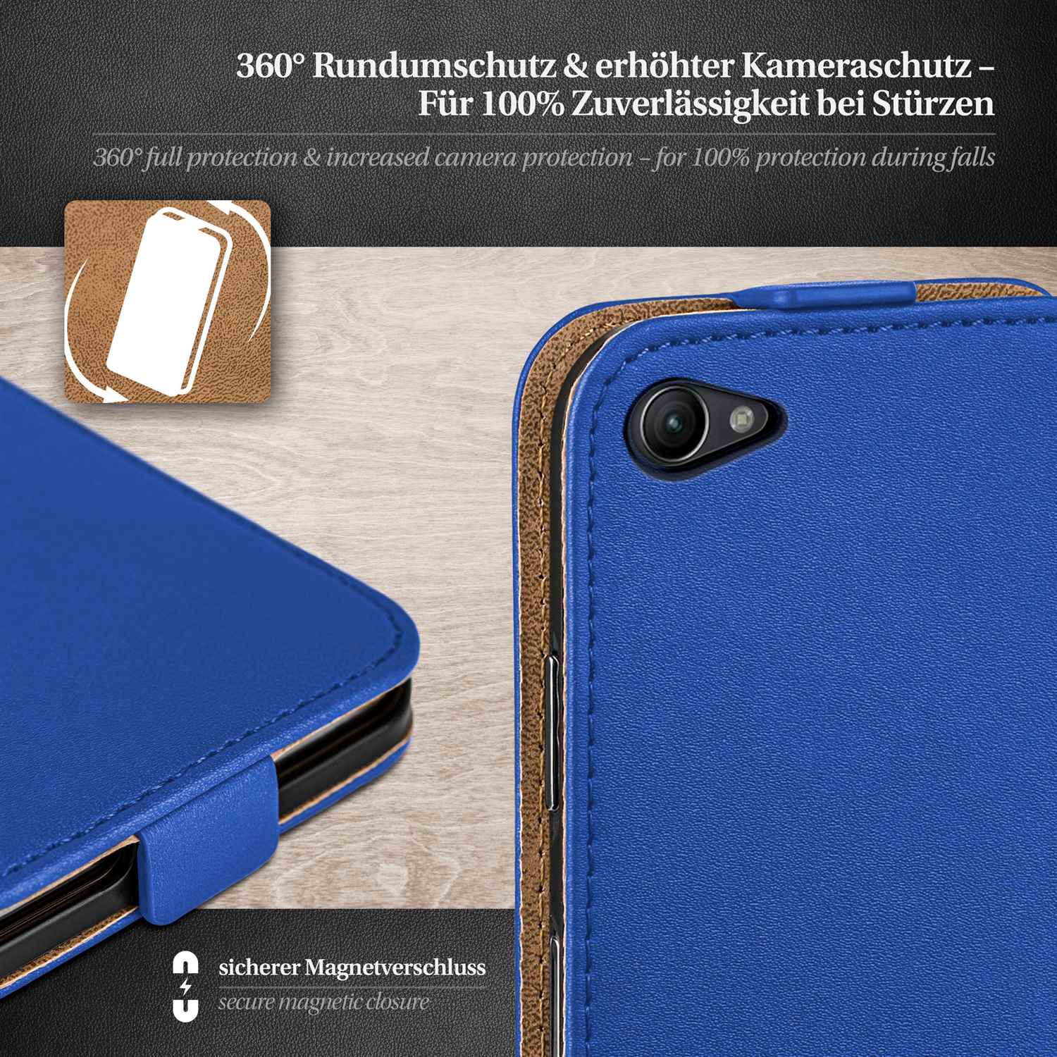 moex Flip Case Sony Xperia Z1 Compact Klapphülle Leder Optik – Weiteres Produktbild 2