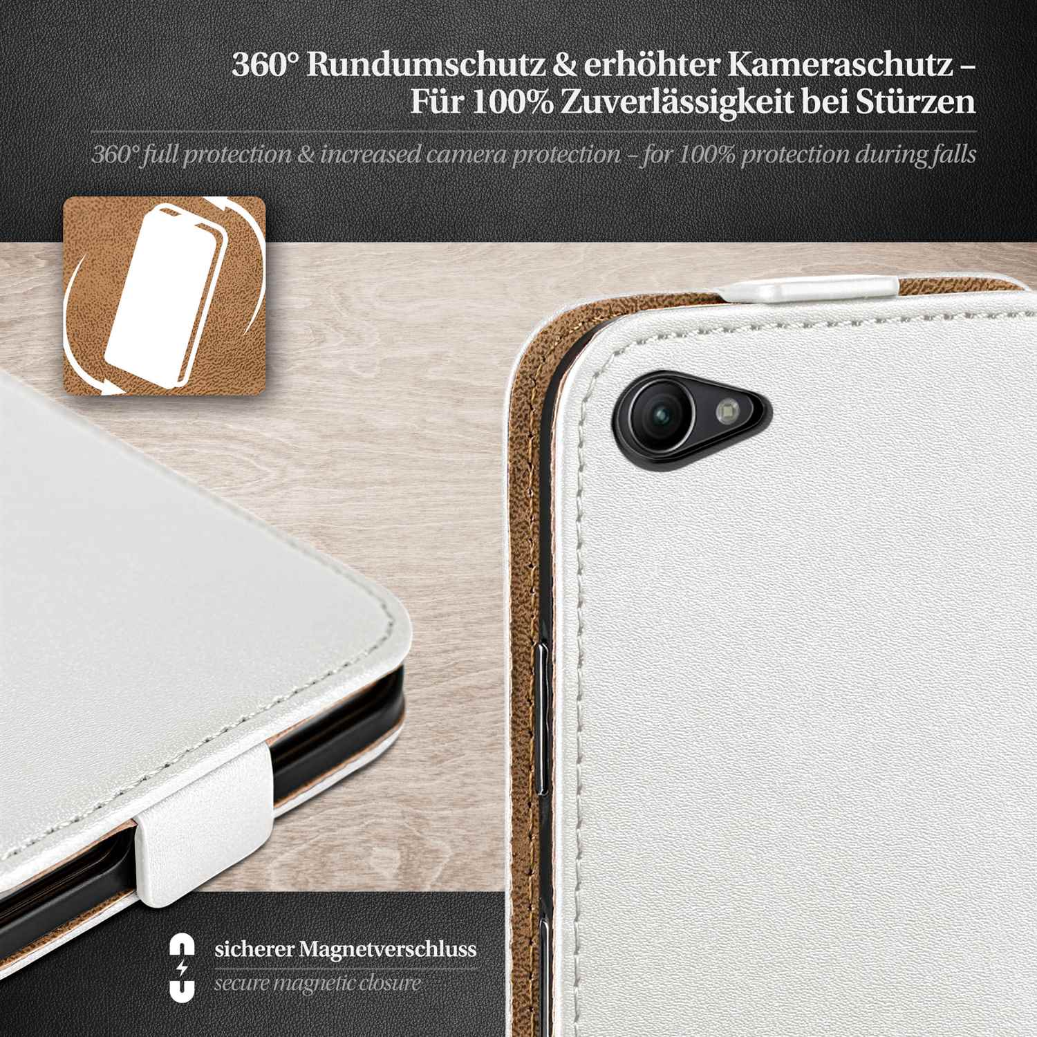moex Flip Case Sony Xperia Z1 Compact Klapphülle Leder Optik – Weiteres Produktbild 2