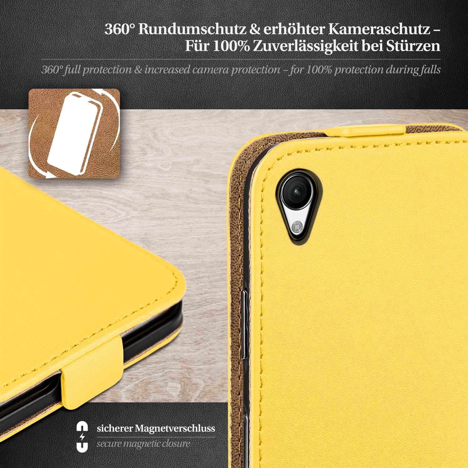 moex Flip Case Sony Xperia Z1 Klapphülle Leder Optik – Weiteres Produktbild 3